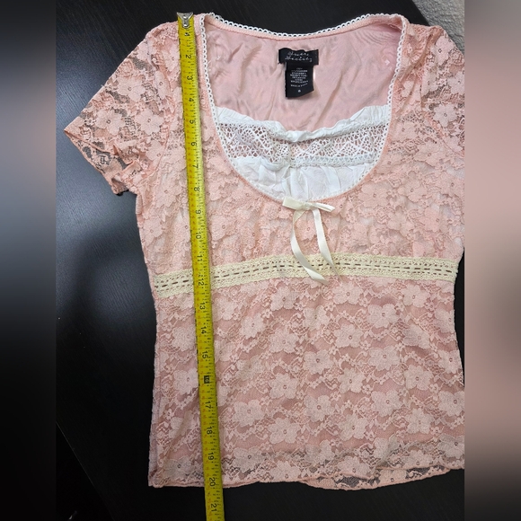 Sweet Society Pastel Pink Lace Coquette  Babydoll Short Top Juniors Size Small - Picture 15 of 15